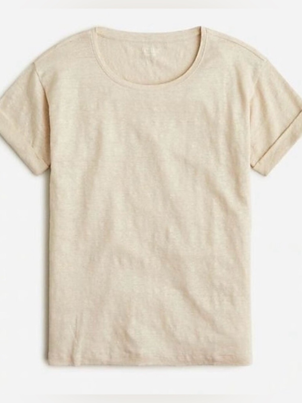 J. Crew 100% Linen Roll-Cuff Crewneck Tee